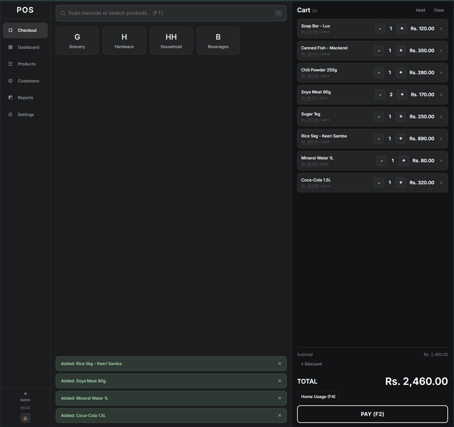 POS System — Full point-of-sale system with barcode scanning, real-time inventory, and sales reports.
